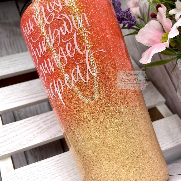 Sunrise Sunburn Sunset Repeat 16oz Slim Pint Handmade Unique One Of A Kind Straw - Picture 9 of 13